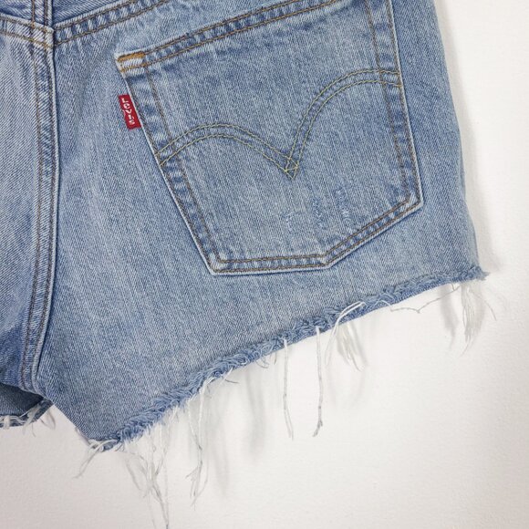 Levi's 501 Light Wash Distressed Shorts - Picture 5 of 7
